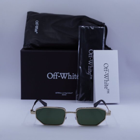 Off-White OERI14J LOA 7655 Geometric Sunglasses – Gold/Green